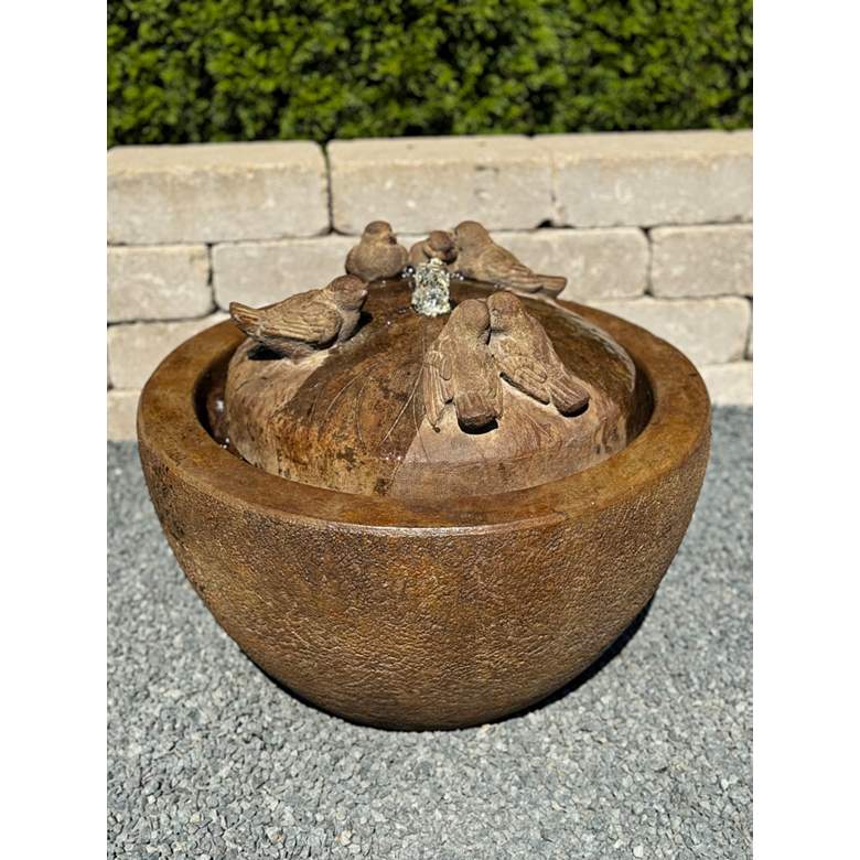 Image 3 Gathering Birds 17"H Relic Lava LED Bubbler Outdoor Fountain more views