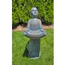 Gathering Girl 30" High Bronze Patina Outdoor Bird Bath