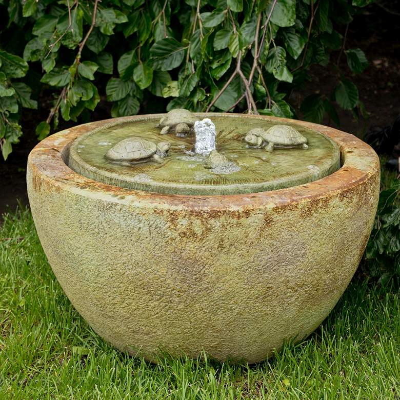 Image 1 Gathering Turtles 14"H Relic Sargasso LED Bubbler Fountain