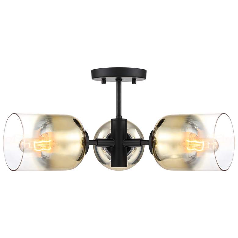 Image 1 Gatsby 20.5 in. 3-Light Matte Black Mid-Century Modern Semi Flush Mount