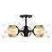 Gatsby 20.5 in. 3-Light Matte Black Mid-Century Modern Semi Flush Mount