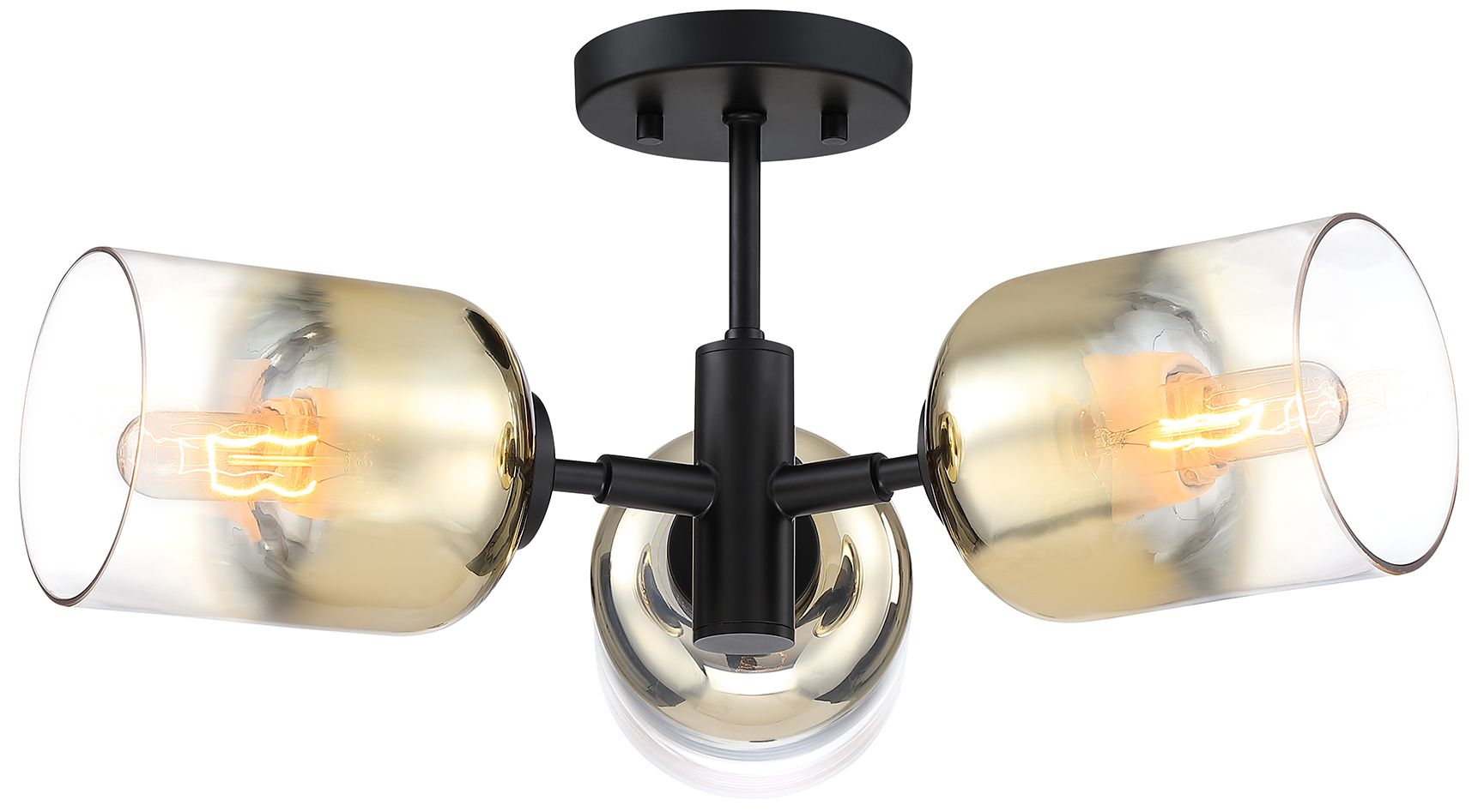 Image 3 Gatsby 20.5 in. 3-Light Matte Black Mid-Century Modern Semi Flush Mount more views