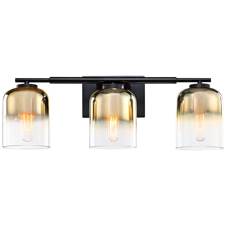 Image 3 Gatsby 24" Wide 3-Light Gold Ombre and Matte Black Vanity Bath Light