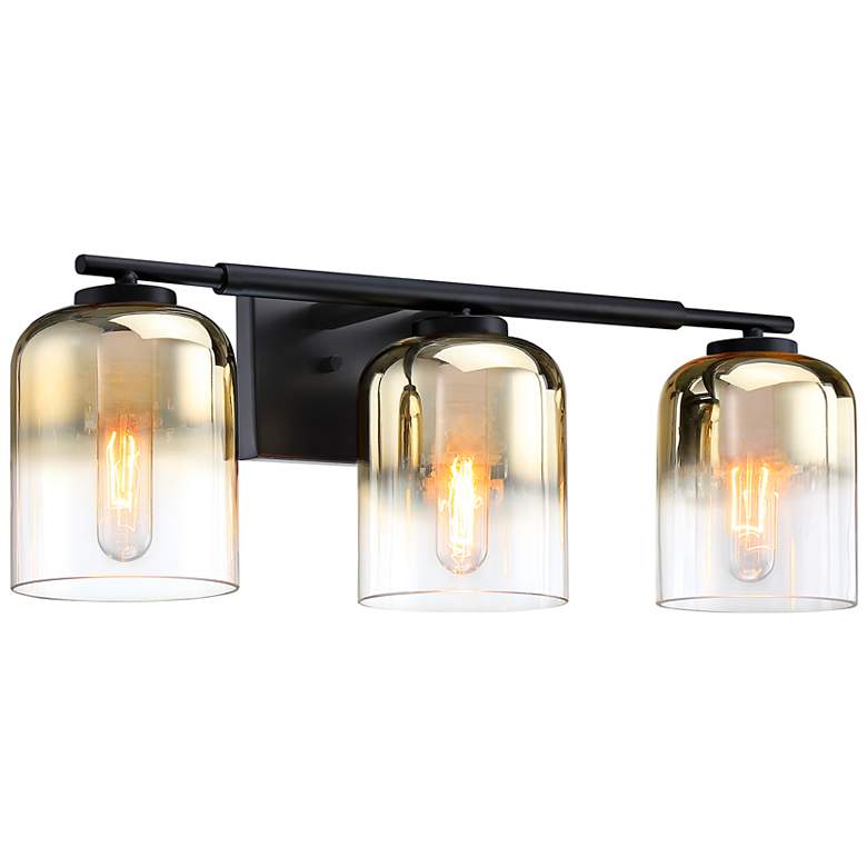 Image 7 Gatsby 24" Wide 3-Light Gold Ombre and Matte Black Vanity Bath Light more views