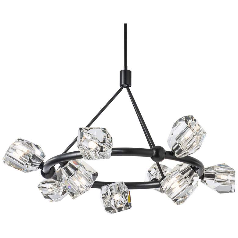 Image 1 Gatsby 31.7" Wide 9-Light Black Crystal Ring Pendant