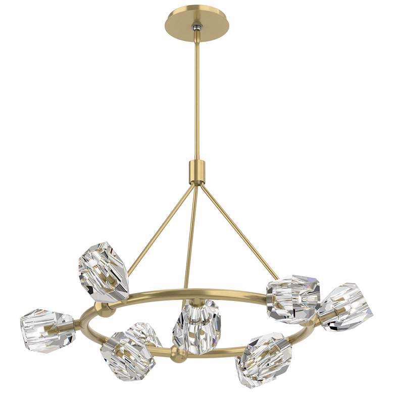 Image 1 Gatsby 31.7" Wide 9-Light Crystal Modern Brass Ring Pendant