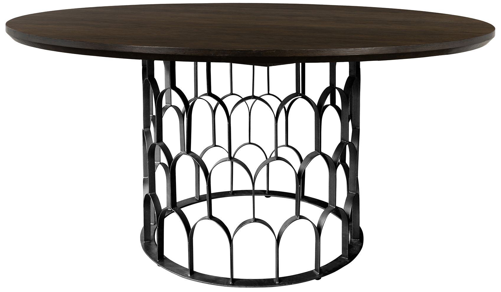 Gatsby 55 in. Round Dining Table in Oak Wood and Metal 562W7 Lamps Plus