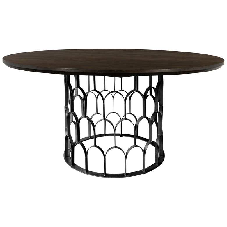 Image 1 Gatsby 55 in. Round Dining Table in Oak Wood and Metal