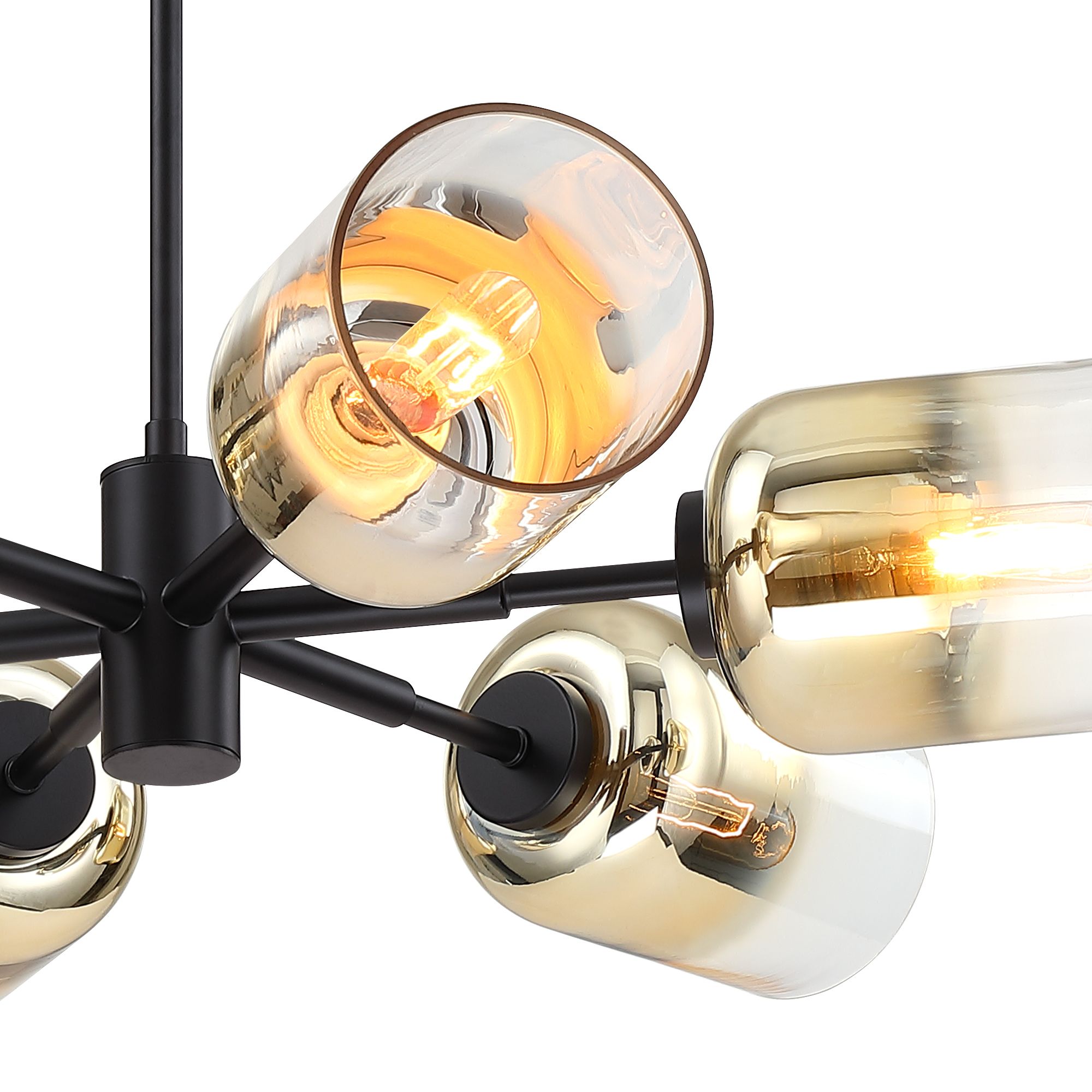 Image 3 Gatsby 6-Light Matte Black Mid-Century Modern Geometric Chandelier more views