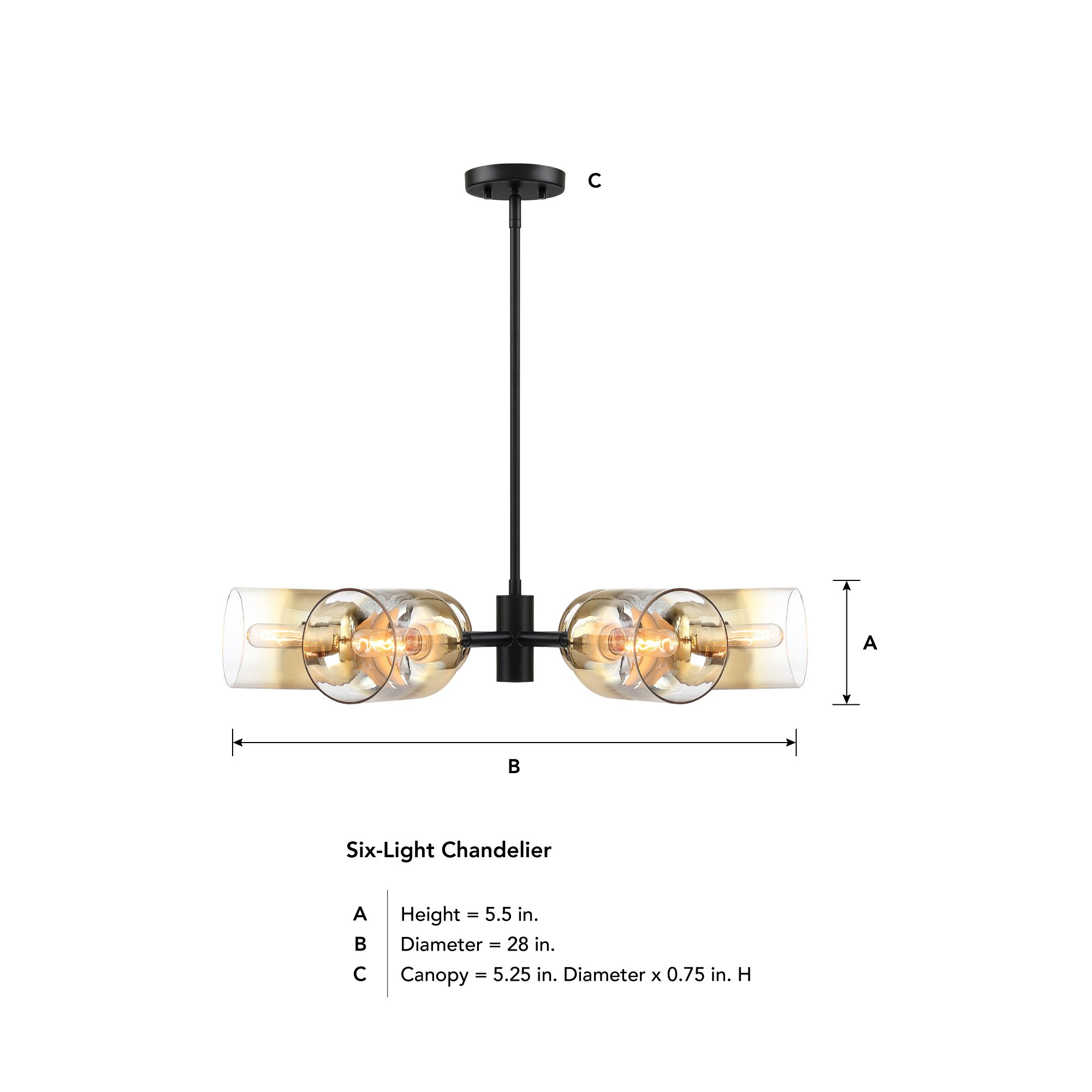 Image 4 Gatsby 6-Light Matte Black Mid-Century Modern Geometric Chandelier more views