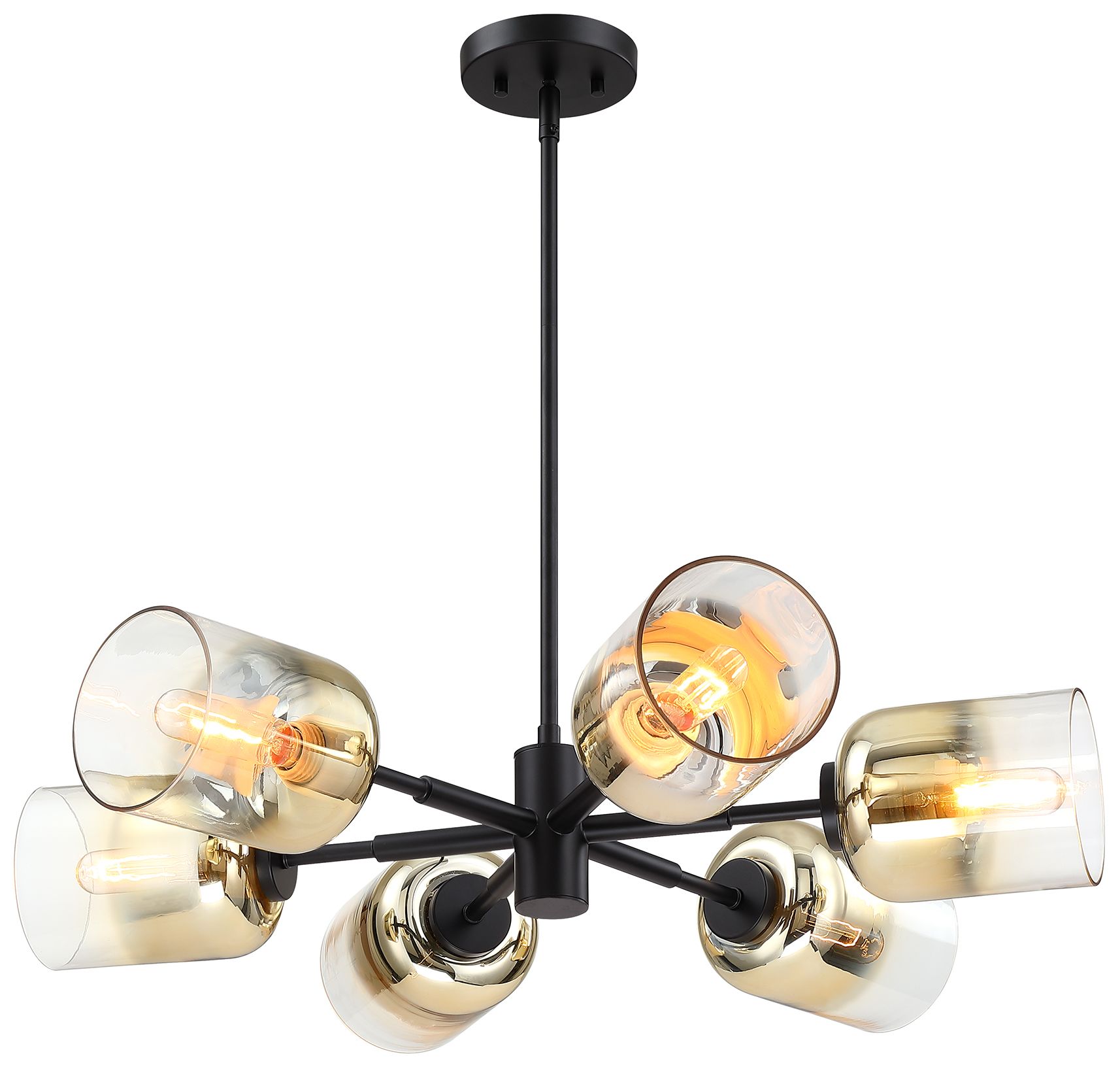 Image 5 Gatsby 6-Light Matte Black Mid-Century Modern Geometric Chandelier more views