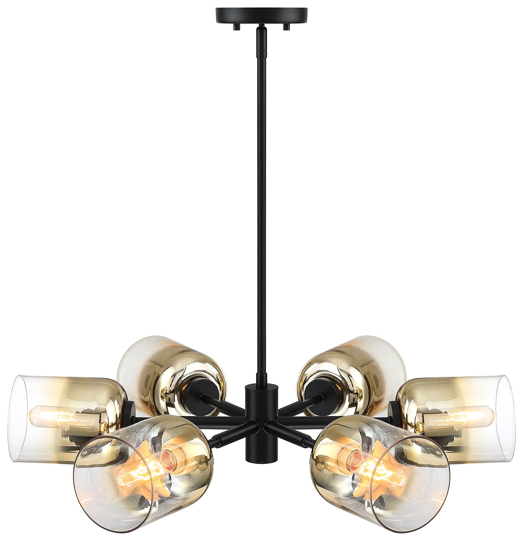 Image 6 Gatsby 6-Light Matte Black Mid-Century Modern Geometric Chandelier more views