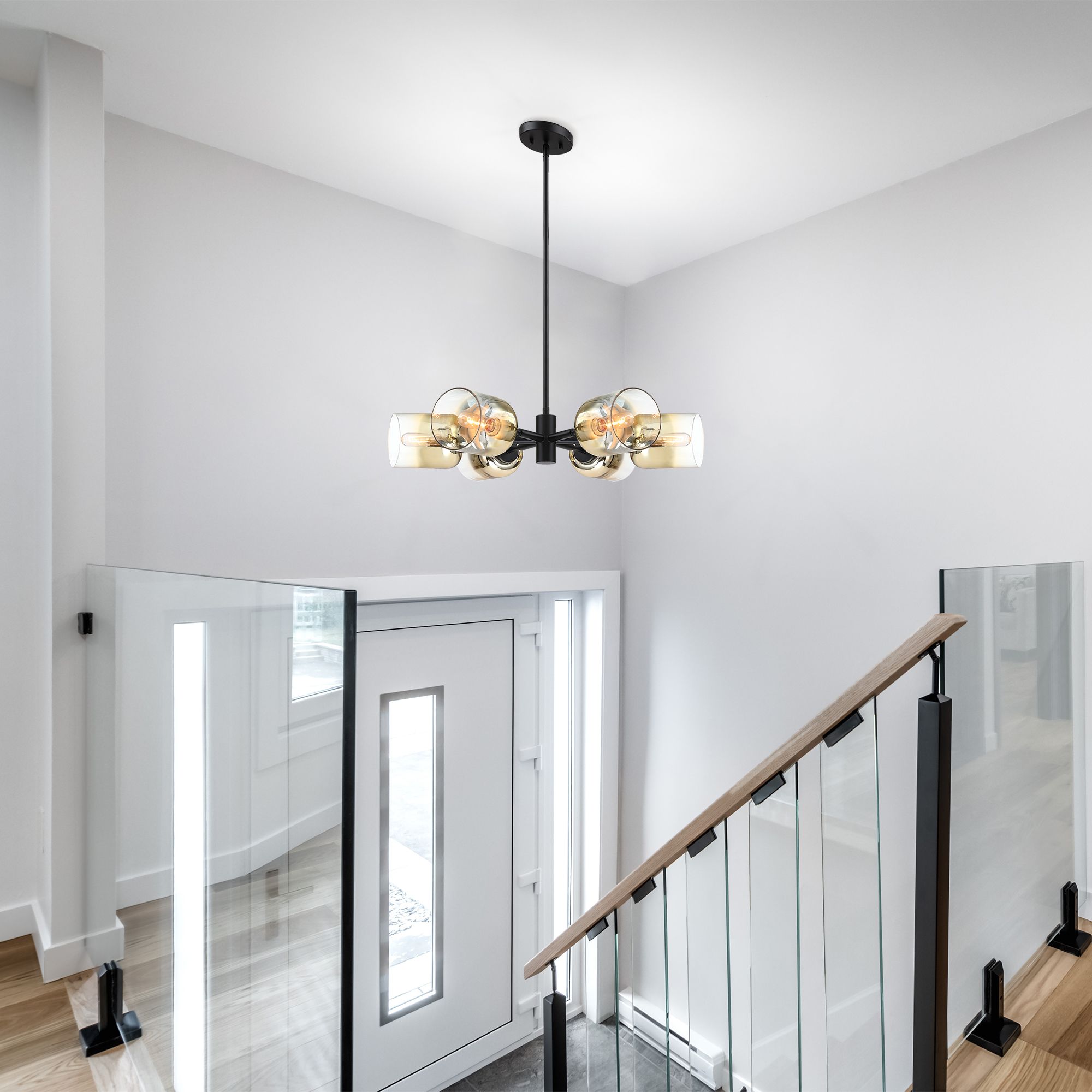 Image 7 Gatsby 6-Light Matte Black Mid-Century Modern Geometric Chandelier more views