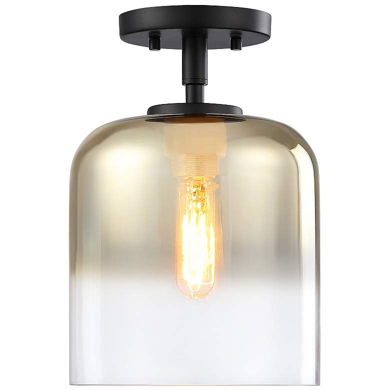 Image 1 Gatsby 8.5 in. 1-Light Matte Black Mid-Century Modern Semi Flush Mount