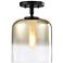 Gatsby 8.5 in. 1-Light Matte Black Mid-Century Modern Semi Flush Mount