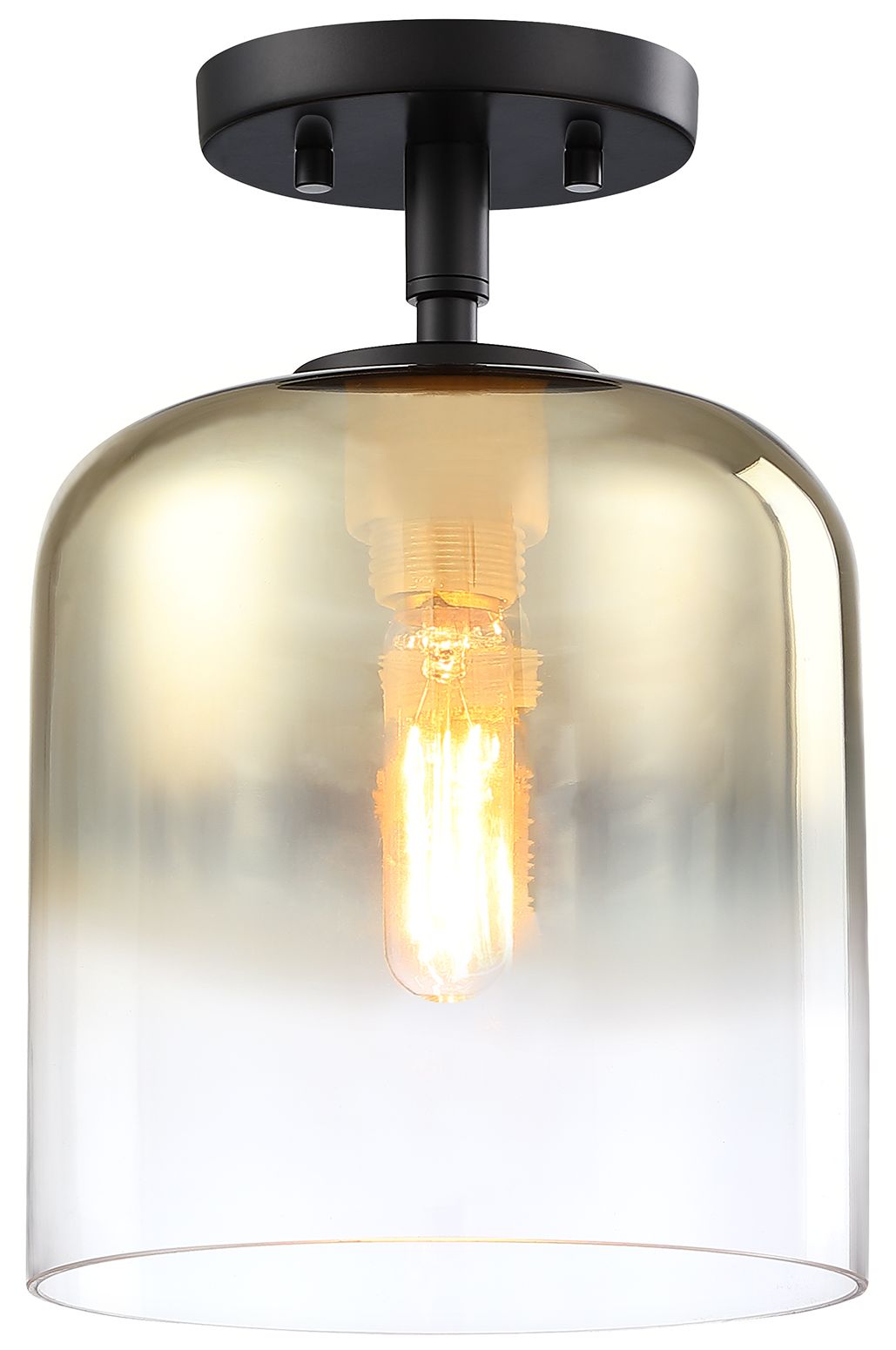 Image 3 Gatsby 8.5 in. 1-Light Matte Black Mid-Century Modern Semi Flush Mount more views