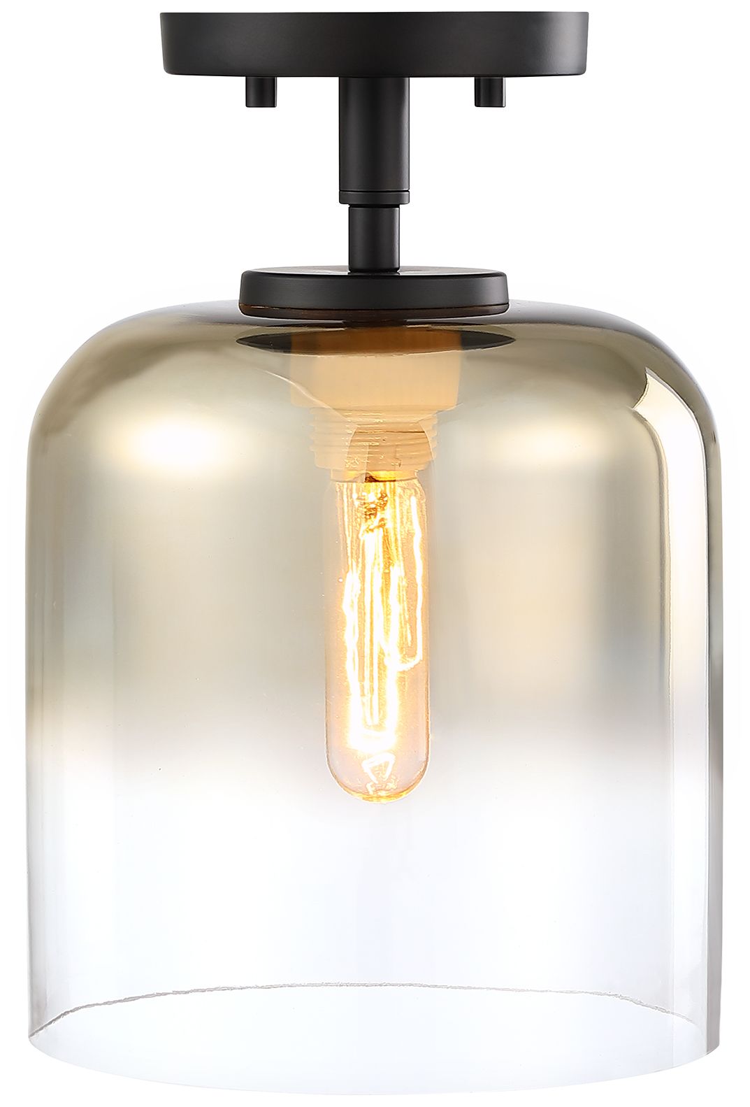 Image 4 Gatsby 8.5 in. 1-Light Matte Black Mid-Century Modern Semi Flush Mount more views