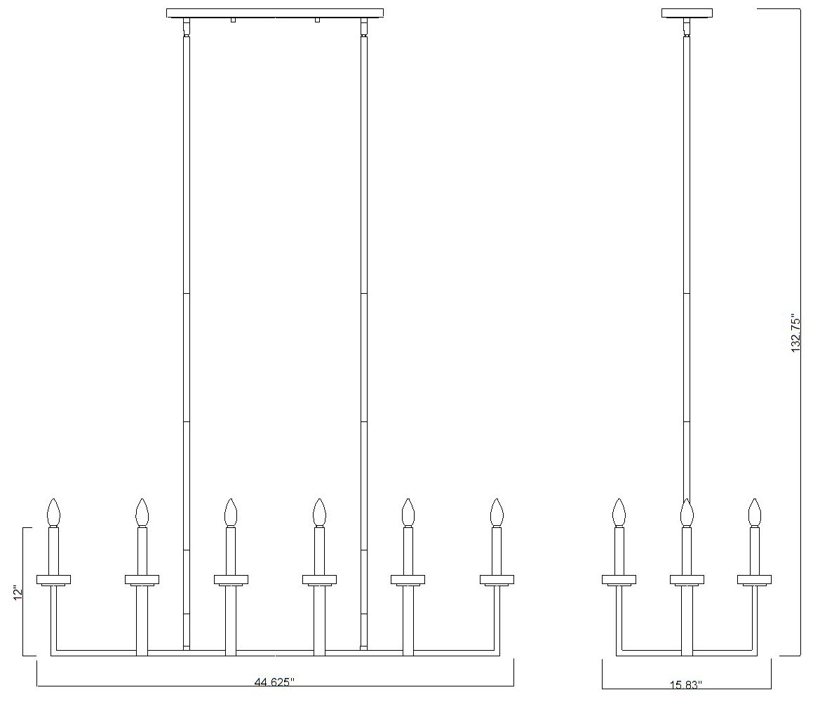 Gaultier by Z-Lite 44.75 inch Modern Gold 10 Light Linear Chandelier