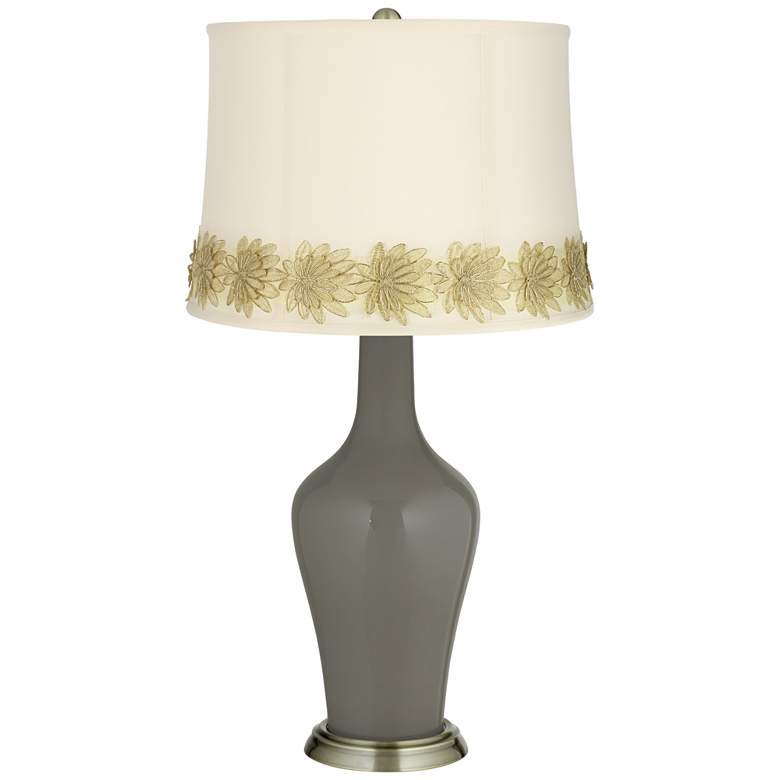Image 1 Gauntlet Gray Anya Table Lamp with Flower Applique Trim