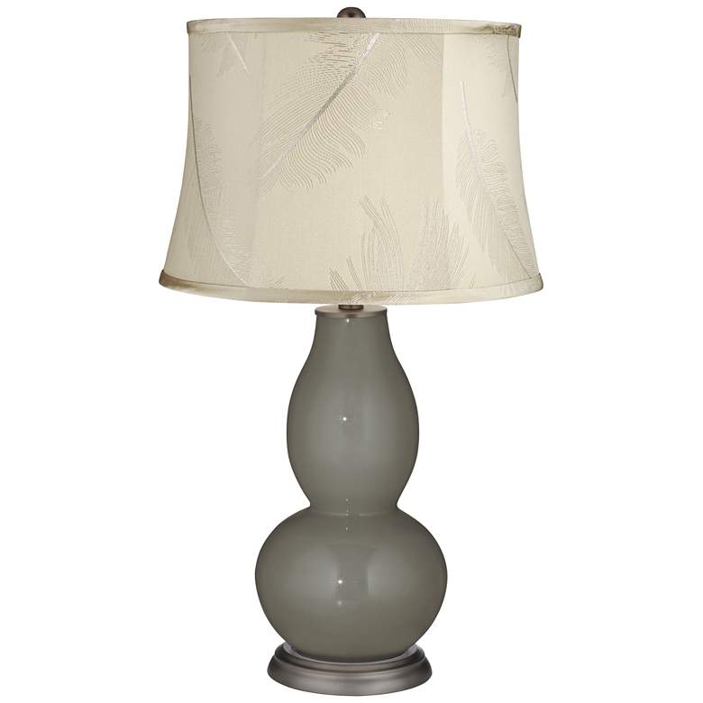 Image 1 Gauntlet Gray Cream Embroidered Feather Double Gourd Table Lamp