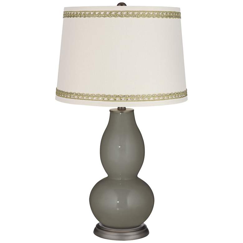 Image 1 Gauntlet Gray Double Gourd Table Lamp with Rhinestone Lace Trim
