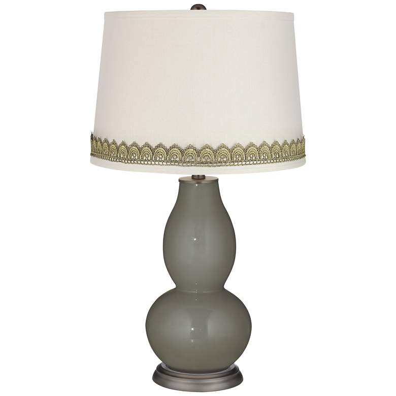 Image 1 Gauntlet Gray Double Gourd Table Lamp with Scallop Lace Trim