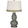 Gauntlet Gray Double Gourd Table Lamp with Scallop Lace Trim