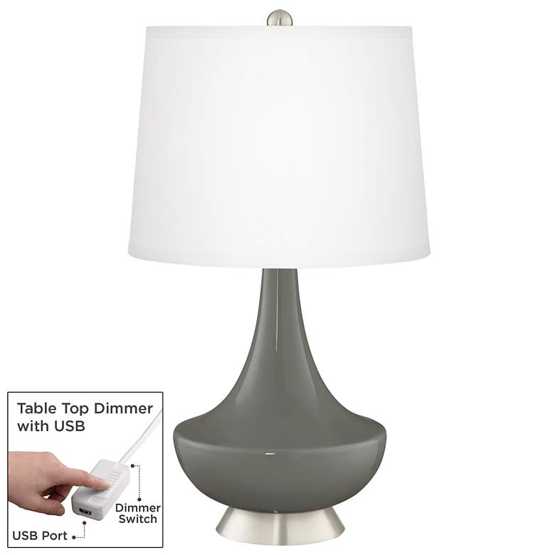 Image 1 Gauntlet Gray Gillan Glass Table Lamp with Dimmer
