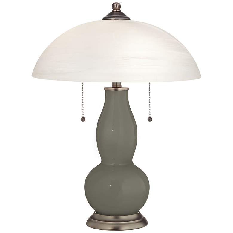 Gauntlet Gray Gourd-Shaped Table Lamp with Alabaster Shade