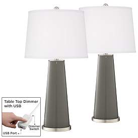 Image1 of Gauntlet Gray Leo Table Lamp Set of 2 with Dimmers