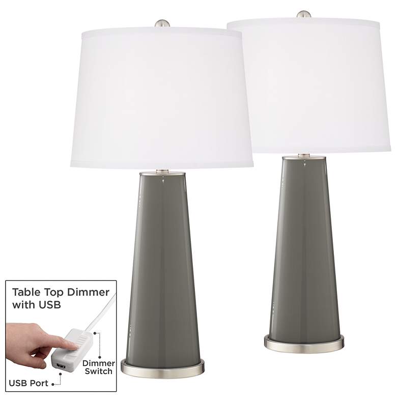 Image 1 Gauntlet Gray Leo Table Lamp Set of 2 with Dimmers