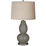 Gauntlet Gray Linen Drum Shade Double Gourd Table Lamp