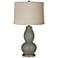 Gauntlet Gray Linen Drum Shade Double Gourd Table Lamp