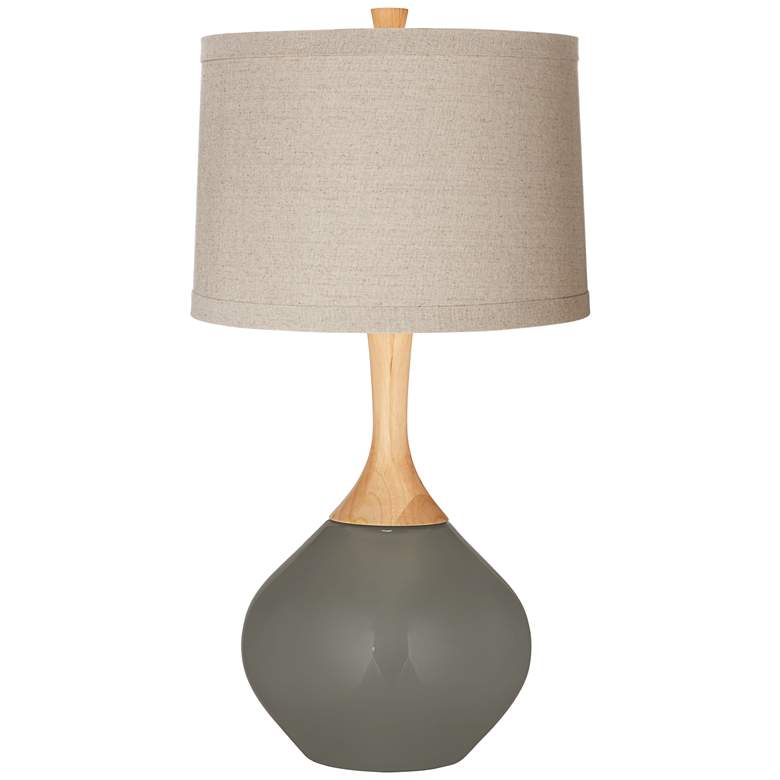 Image 1 Gauntlet Gray Natural Linen Drum Shade Wexler Table Lamp
