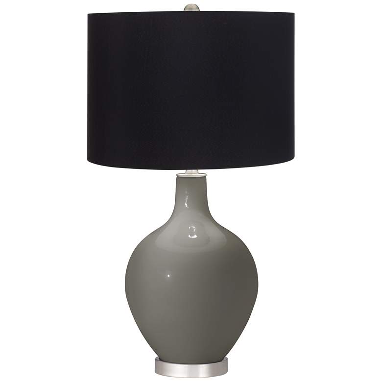 Gauntlet Gray Ovo Table Lamp with Black Shade