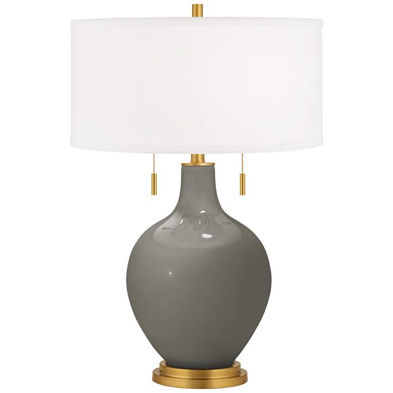 Gauntlet Gray Toby Brass Accents Table Lamp with Dimmer