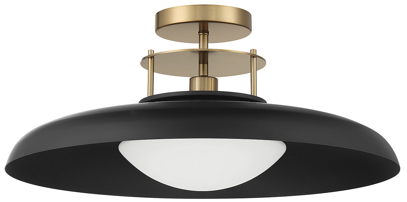 Image 2 Gavin 1-Light Ceiling Light in Matte Black with Warm Brass Accents more views