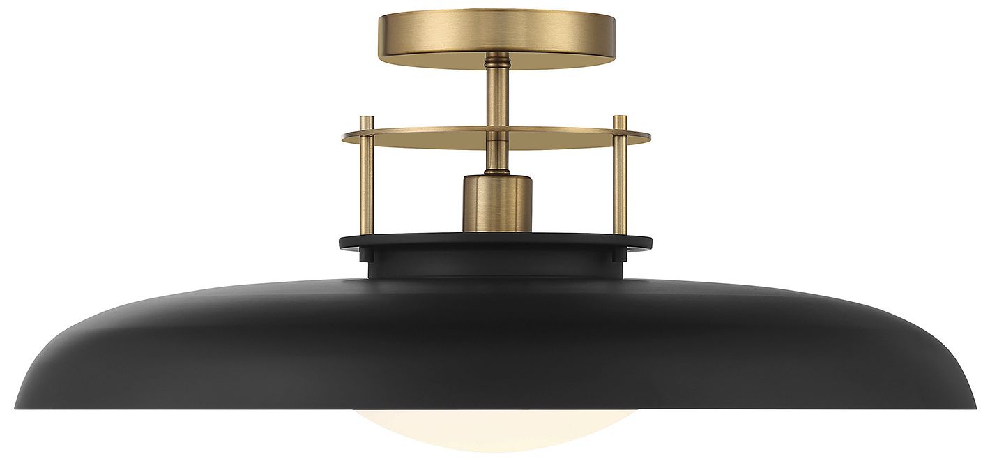 Image 3 Gavin 1-Light Ceiling Light in Matte Black with Warm Brass Accents more views
