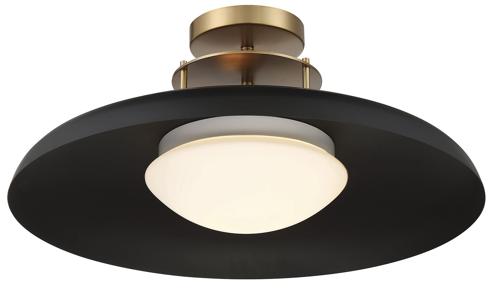 Image 4 Gavin 1-Light Ceiling Light in Matte Black with Warm Brass Accents more views