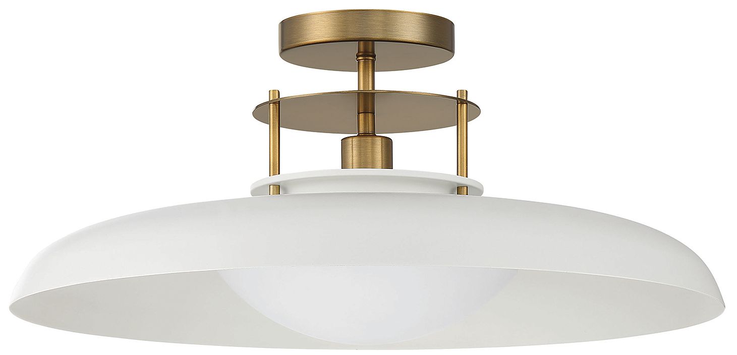 Image 2 Gavin 1-Light Ceiling Light in White with Warm Brass Accents more views