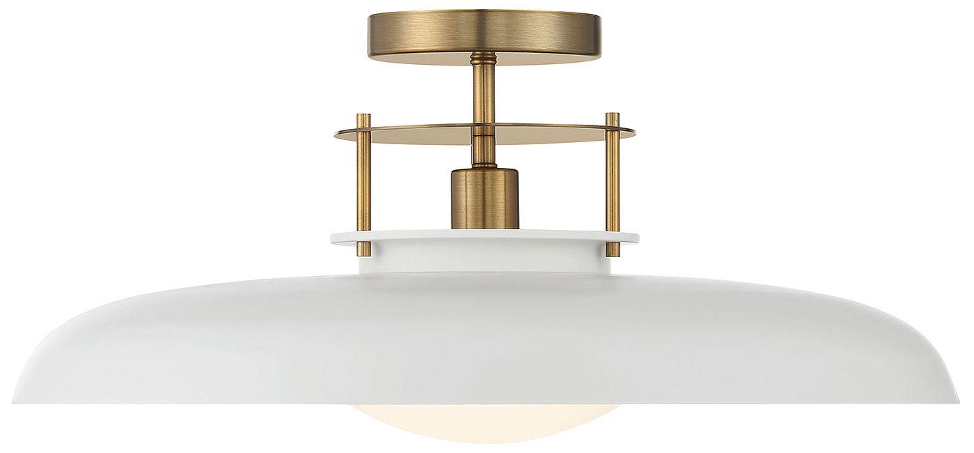 Image 3 Gavin 1-Light Ceiling Light in White with Warm Brass Accents more views