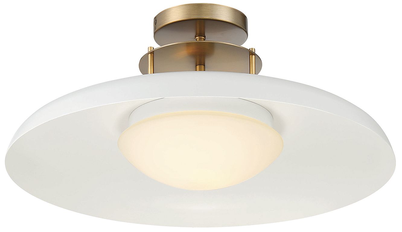 Image 4 Gavin 1-Light Ceiling Light in White with Warm Brass Accents more views