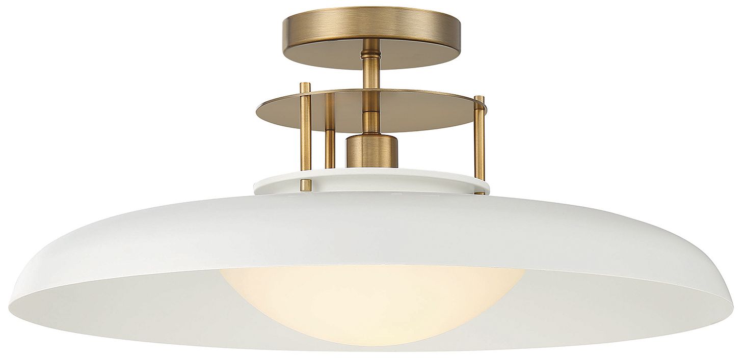 Image 5 Gavin 1-Light Ceiling Light in White with Warm Brass Accents more views