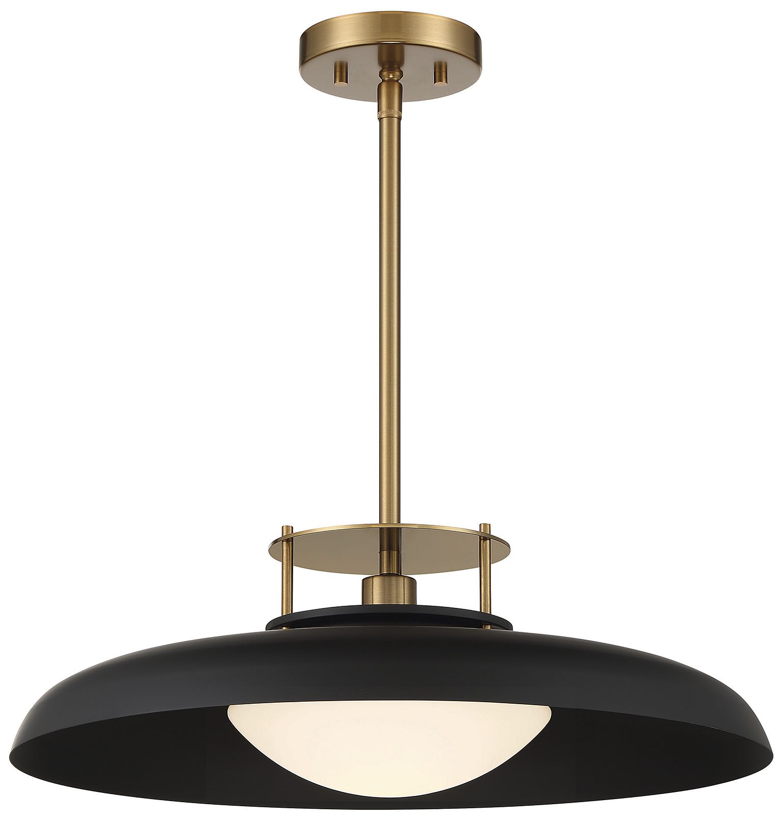Gavin 1-Light Pendant in Matte Black with Warm Brass Accents