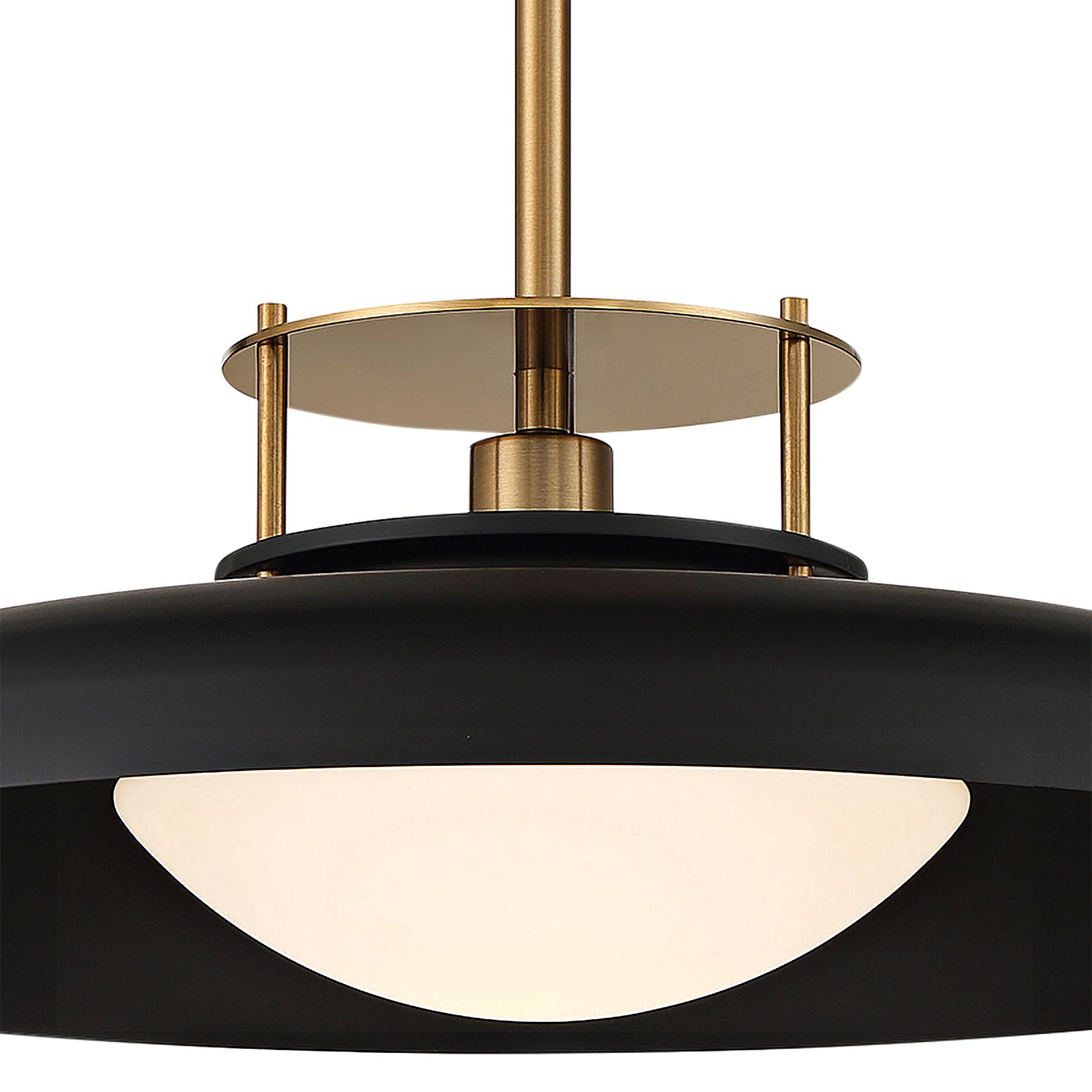 Image 3 Gavin 1-Light Pendant in Matte Black with Warm Brass Accents more views