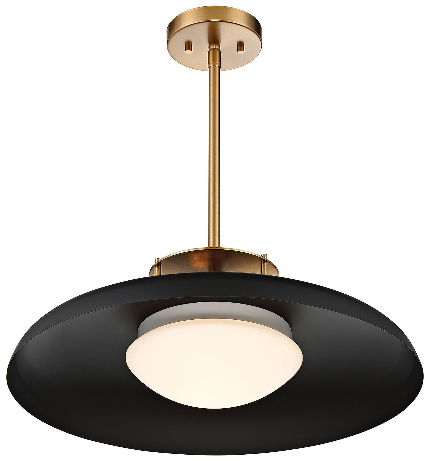 Image 4 Gavin 1-Light Pendant in Matte Black with Warm Brass Accents more views