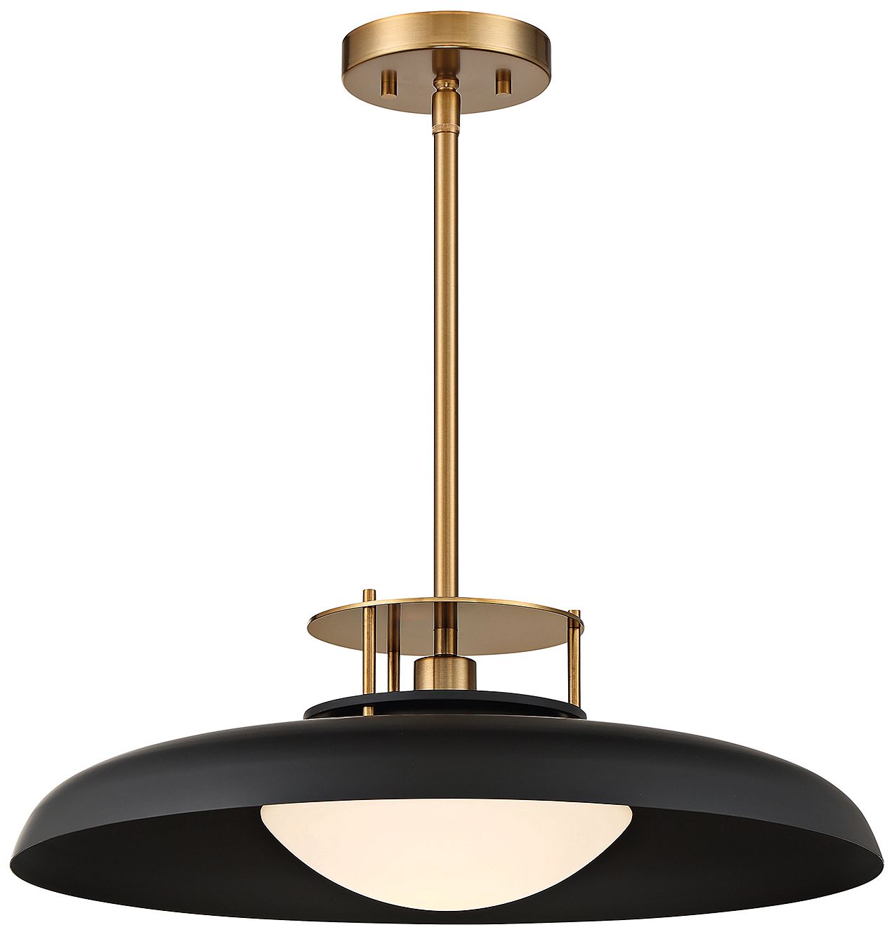 Image 5 Gavin 1-Light Pendant in Matte Black with Warm Brass Accents more views