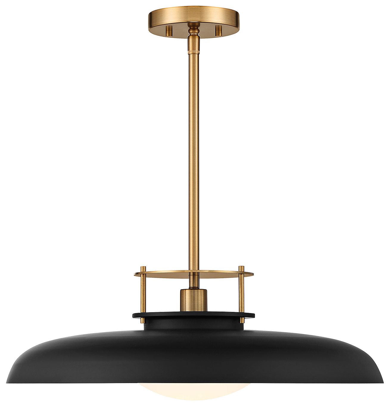 Image 7 Gavin 1-Light Pendant in Matte Black with Warm Brass Accents more views