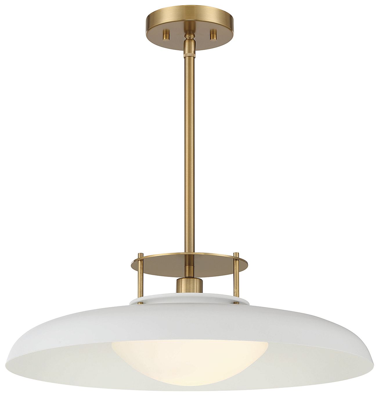 Gavin 1-Light Pendant in White with Warm Brass Accents