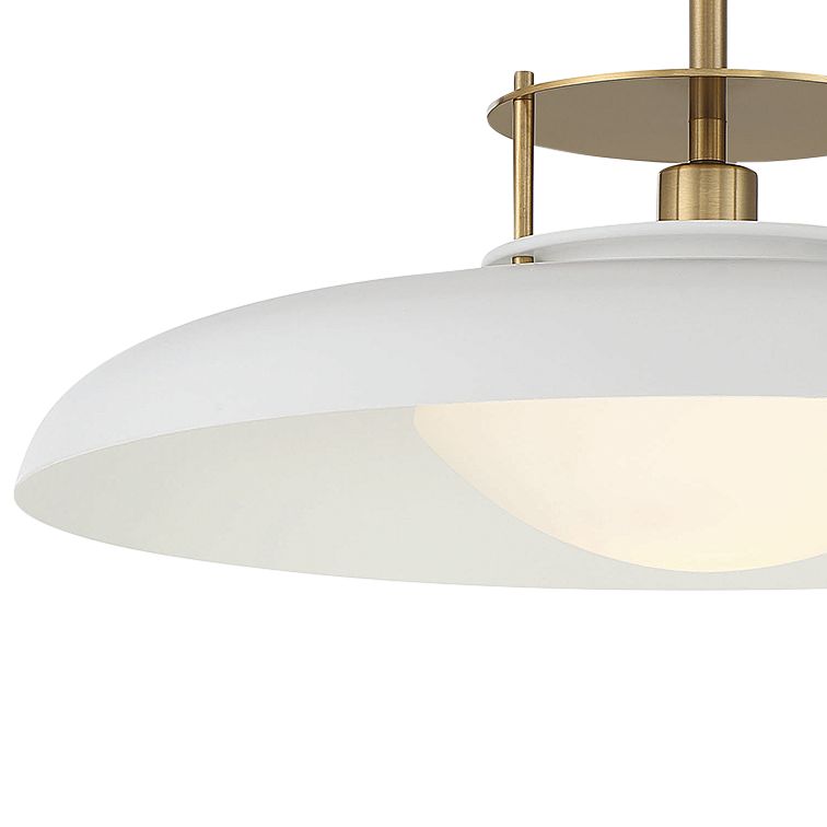 Image 2 Gavin 1-Light Pendant in White with Warm Brass Accents more views